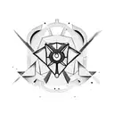 Social loyalty symbol merged with robotic elements tattoo design idea