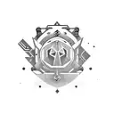 Social loyalty symbol merged with robotic elements tattoo design idea