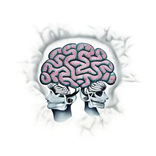 thinking outside the box (brain leaving a box) tattoo design idea