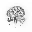 thinking outside the box (brain leaving a box) tattoo design idea