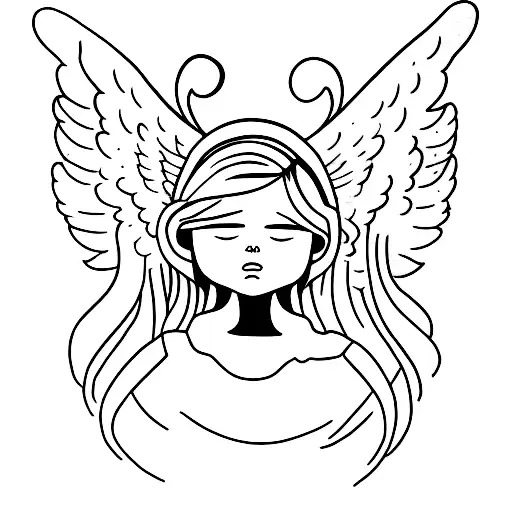 angel crying tattoo design idea