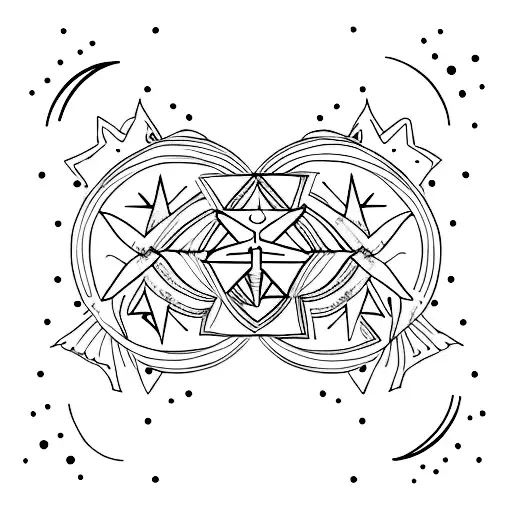 star and moon representing two sisters tattoo design idea