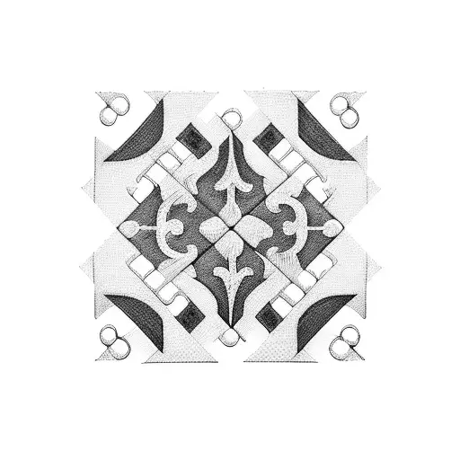 A blackwork design of interlocking puzzle pieces, symbolizing the unity and connection within the family tattoo design idea