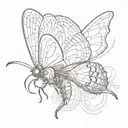 half butterfly half bee tattoo design idea