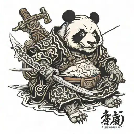 panda samurai warrior tattoo design idea