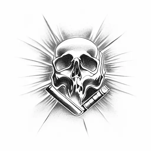 Guns skull cigarette tattoo design idea