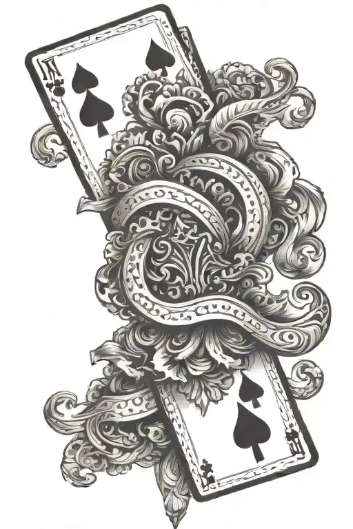 hand holding playing cards tattoo design idea