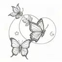 butterfly and waxing crescent moon tattoo design idea