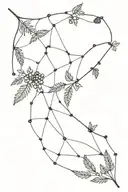 fern spiderweb blackberry branch with flowers tattoo design idea