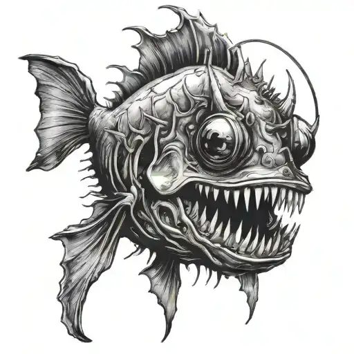 scary angler fish tattoo design idea