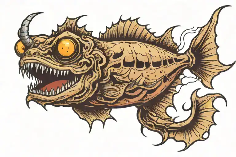 scary angler fish  tattoo design idea