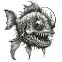 scary angler fish tattoo design idea