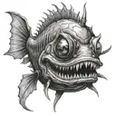 scary angler fish tattoo design idea