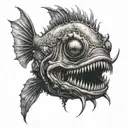 scary angler fish tattoo design idea