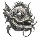 scary angler fish tattoo design idea