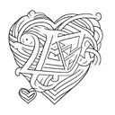 the letters M, J and F in a heart tattoo design idea