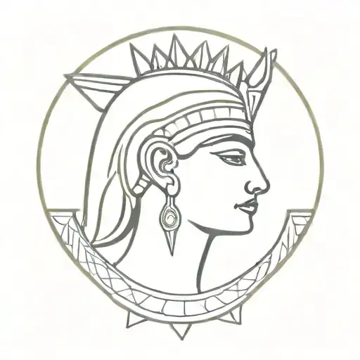 cleopatra head with a crown tattoo design idea