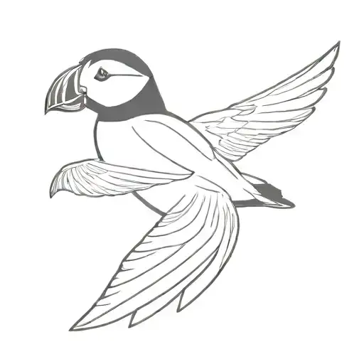 puffin soaring tattoo design idea