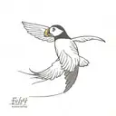 puffin soaring tattoo design idea