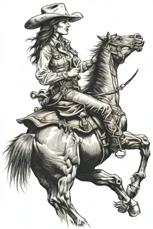 Cowgirl side profile, western, outlaw, sexy woman tattoo design idea