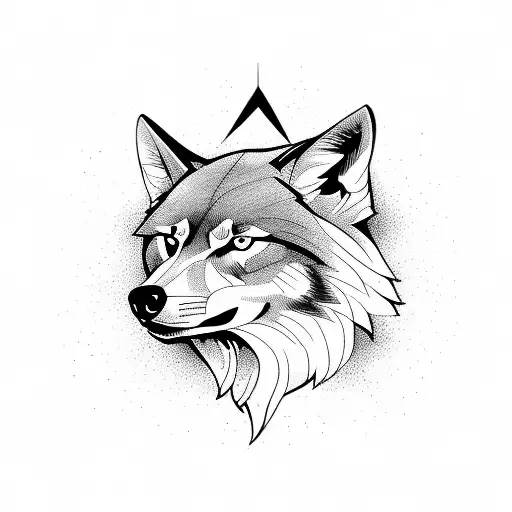 göktürk wolf with turkish flag tattoo design idea