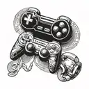 car and gaming controller tattoo design idea
