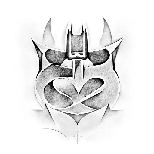 Batman symbol intertwined with kitchen utensils tattoo design idea