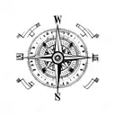 A compass with a heart as the needle tattoo design idea