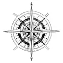 A compass with a heart as the needle tattoo design idea