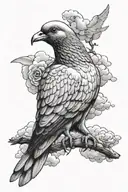 Pigeon, cloud, skull and realistic tattoo design idea