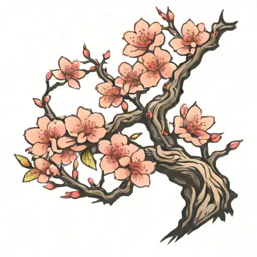 cherry blossom tree tattoo design idea