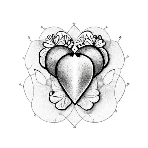 A heart shape with 3 butterflies inside it tattoo design idea