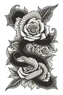Rose and snake and symbol of twins tattoo design idea