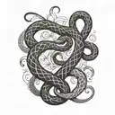 Gemini snake wrapped tattoo design idea