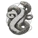 Gemini snake wrapped tattoo design idea
