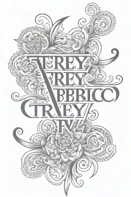 Trey in Arabic words tattoo design idea