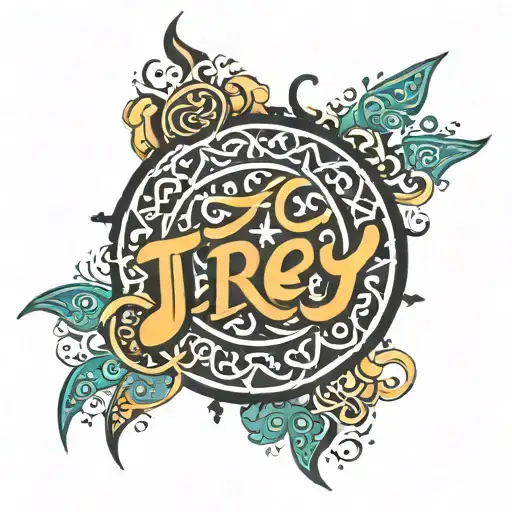 Trey in Arabic words tattoo design idea