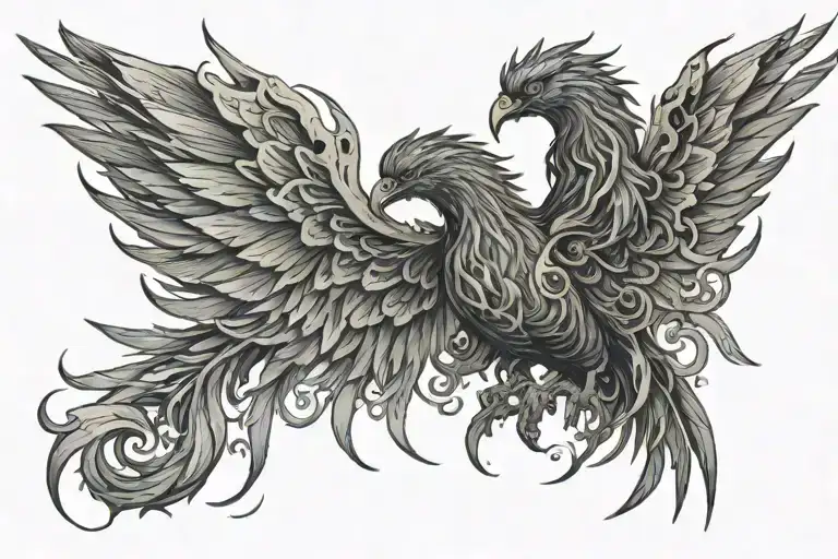 phoenix emerging tattoo design idea