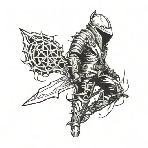 Combine elements from Hotline Miami and Dark Souls into a unique tattoo design tattoo design idea