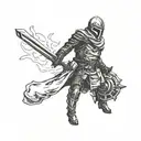 Combine elements from Hotline Miami and Dark Souls into a unique tattoo design tattoo design idea