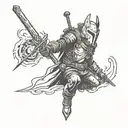 Combine elements from Hotline Miami and Dark Souls into a unique tattoo design tattoo design idea