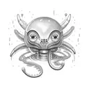 alien hugs lady tattoo design idea