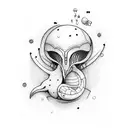 alien hugs lady tattoo design idea