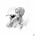 lady drinks wine  tattoo design idea