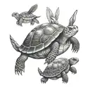turtle and hare running tattoo design idea