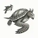 turtle and hare running tattoo design idea