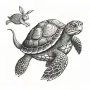 turtle and hare running tattoo design idea