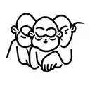 Three wise monkeys on a horizontal line tattoo design idea
