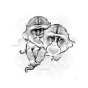 Three wise monkeys on a horizontal line tattoo design idea