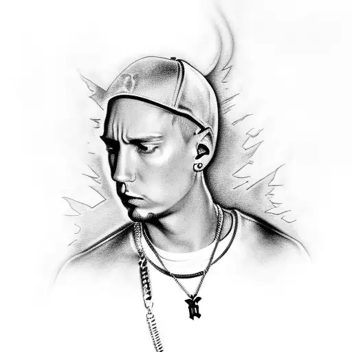 Eminem with flames tattoo design idea